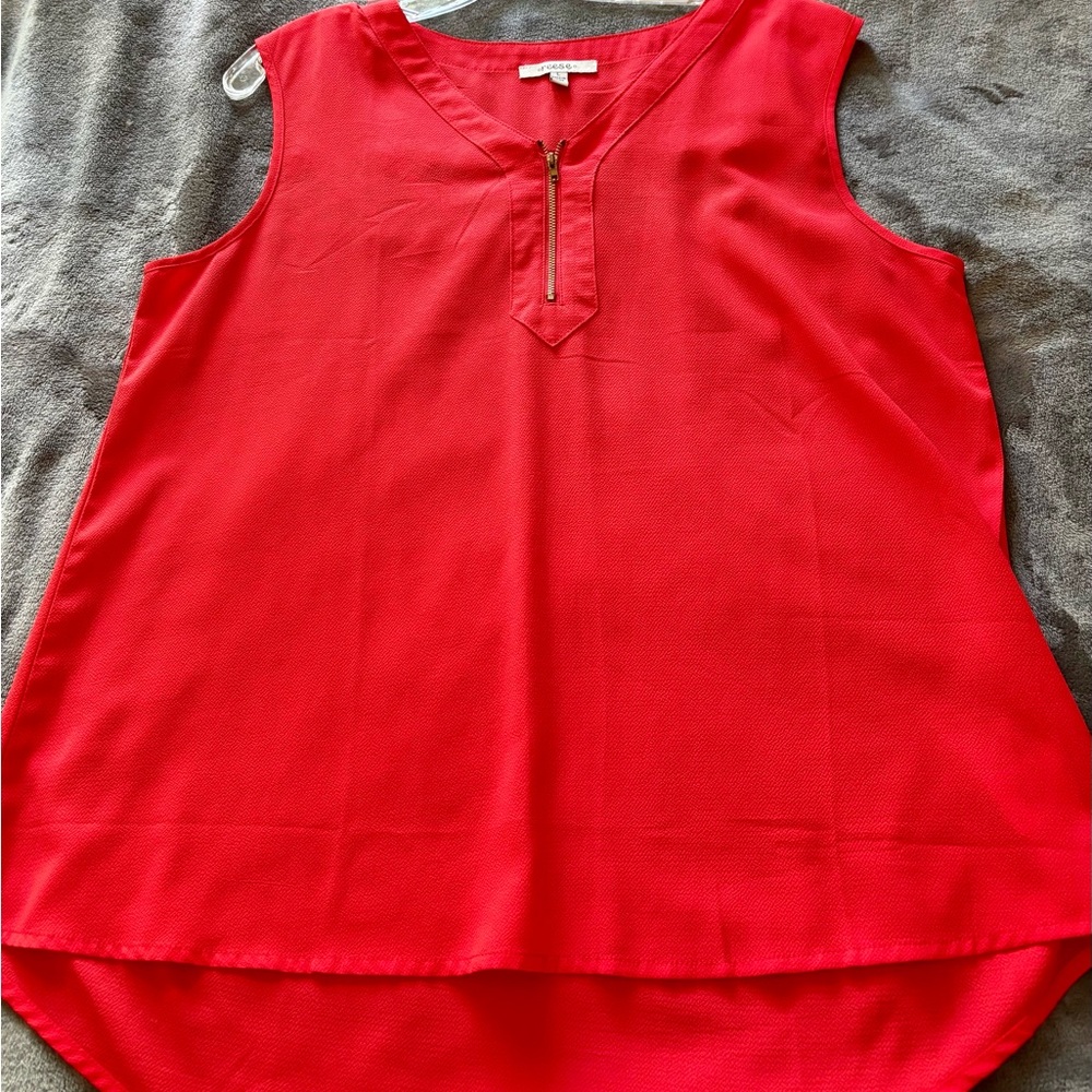 Reese Red Sleeveless Zip-Front Top, L